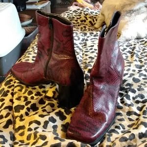 St. John's Bay faux red snake  70's ankle boots